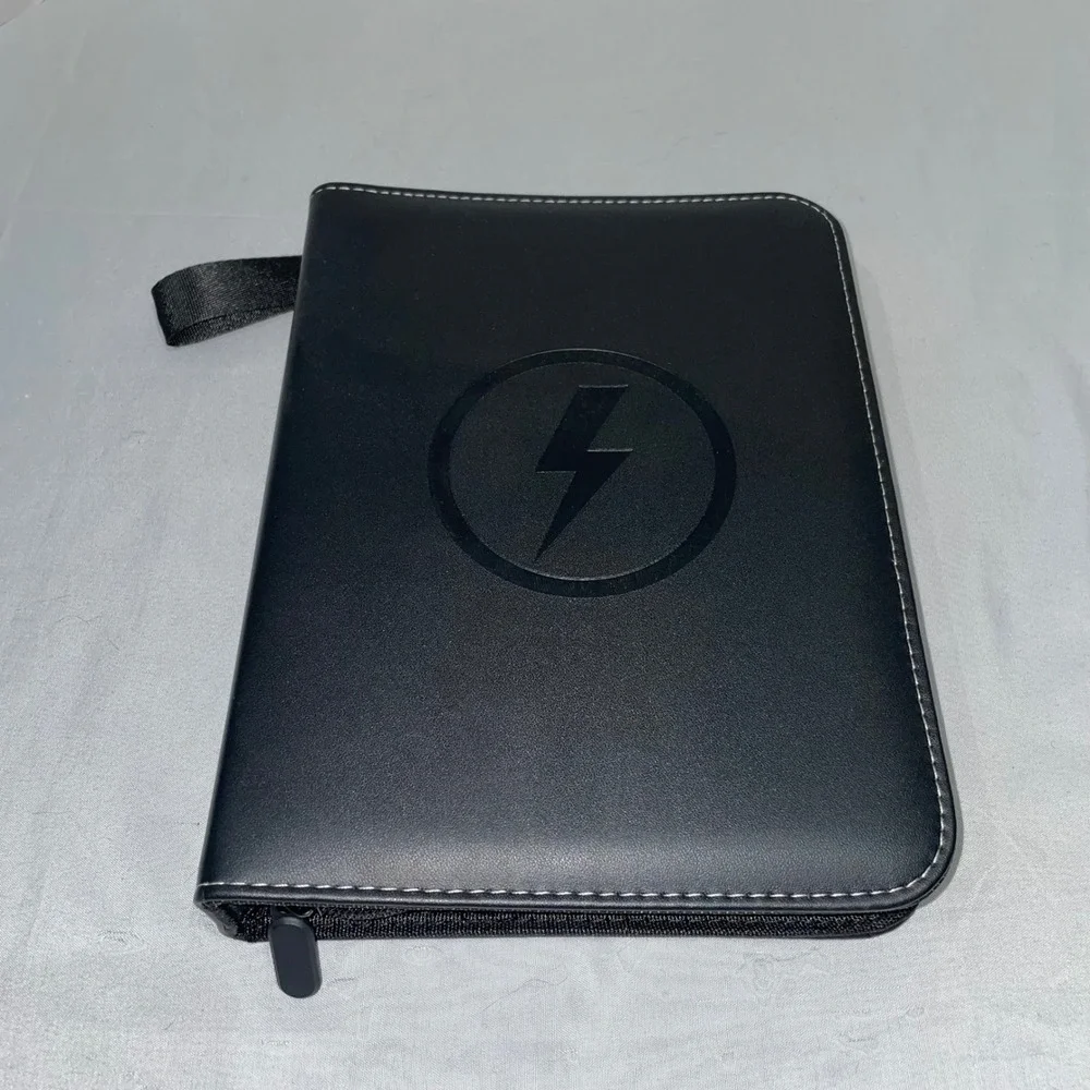 Black Lightning Bolt 4-Pocket Trading Card Binder Zippered 3-Ring Portfolio Case